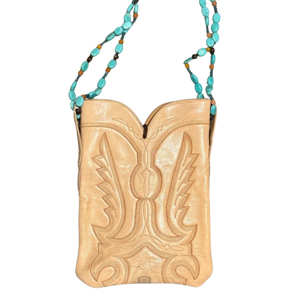 Boot-Stitch Western Bag With Turquoise Beaded Strap